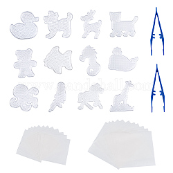 5x5mm DIY Sicherungsperlen Kit, Mit Stecktafeln aus ABC-Kunststoff in Tierform, Bügelpinzette aus Bügelpapier und Kunststoff, Transparent