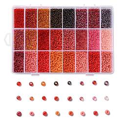 Perline di vetro 288g 24 colori, tondo, colore misto, 8/0, 3~4x2~3mm, Foro: 0.8~1 mm, 12 g / colore