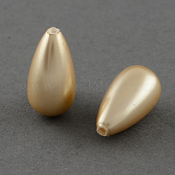 Shell Beads, Imitation Pearl Bead, Grade A, Half Drilled Hole, teardrop, BurlyWood, 16x8mm, Hole: 1mm