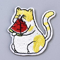 Katzenapplikationen, Computergesteuerte Stickerei Stoff zum Aufbügeln / Aufnähen von Patches, Kostüm-Zubehör, Farbig, 51x46x1.5 mm