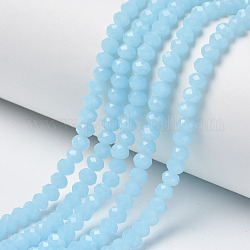 Chapelets de perles en verre, jade d'imitation, facette, rondelle, cyan, 3.5x3mm, Trou: 0.4mm, Environ 138 pcs/chapelet, 15.7 pouce (40 cm)