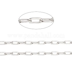 304 acero inoxidable cadenas de clips, soldada, con carrete, color acero inoxidable, 3x1~1.3x0.3mm, aproximadamente 65.61 pie (20 m) / rollo
