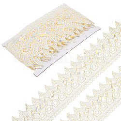 Ribete de encaje tejido de poliéster gorgecraft, cinta de recorte ondulada, accesorios para cortinas de ropa, blanco, 3-1/2 pulgada (90 mm)