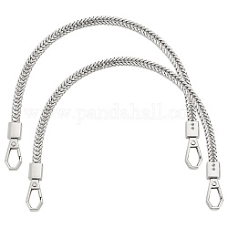 Chaînes de sangle de sac, chaînes de serpent de fer, avec fermoirs à pression en alliage de zinc, pour les accessoires de remplacement de sac, platine, 33x0.7x0.3 cm