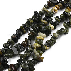 Chapelets de perles en péridot naturel, puce, 5~13x5~13x1~7mm, Trou: 1mm, Environ 240~420 pcs/chapelet, 34.6 pouce