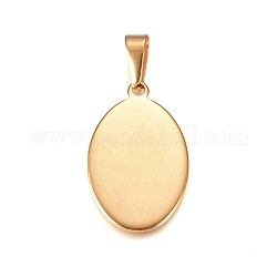 304 Stainless Steel Pendants, Stamping Blank Tag, Oval, Golden, 31.5x20x1.5mm, Hole: 10x4.5mm