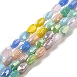 Chapelets de perles en verre électroplaqué, de couleur plaquée ab , facette, larme, colorées, 6.5x4.5x3.5mm, Trou: 0.7mm, Environ 65 pcs/chapelet, 16.14'' (41 cm)