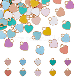 Hobbysay 100 stücke 10 farben legierung emaille charms, Herz, Licht Gold, Mischfarbe, 12x10x2 mm, Bohrung: 2 mm, 10 Stk. je Farbe