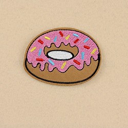 Computergesteuerte Stickerei Stoff zum Aufbügeln / Aufnähen von Patches, Kostüm-Zubehör, Applikationen, Donut, neon rosa , 48x63 mm