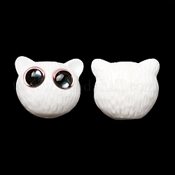 Perline a forma di gatto in resina opaca con occhio di vetro, la decorazione dei monili, bianco, 16x18.5x12mm, Foro: 1.8 mm