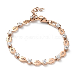 Bracelet de tennis en cristal de zircone cubique, placage ionique (ip) 304 bracelet en acier inoxydable pour femmes, or rose, 7-1/8 pouce (18.2 cm)