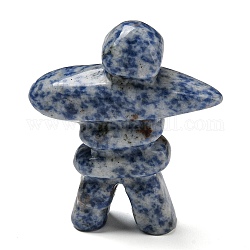 Натуральная голубая пятнистая яшма, резные целебные фигурки в форме человека, Украшения из камня с энергией Рейки, 65~67x52~55x19~19.5 мм