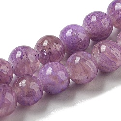 Gefärbt natürliche Jade Perlen Stränge, Runde, Medium lila, 6~6.5 mm, Bohrung: 1 mm, ca. 66 Stk. / Strang, 15.75 Zoll (40 cm)