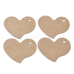 100 etiqueta de precio en blanco de papel kraft con forma de corazón., etiquetas colgantes de joyería, bronceado, 3.8x4.55x0.05 cm, agujero: 3 mm