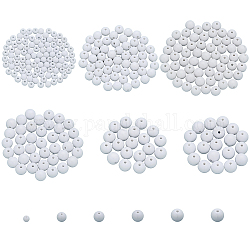 Chgcraft 340 pièce de 6 tailles de perles acryliques blanches, perles rondes opaques en acrylique de 6 mm à 16 mm de diamètre, perles acryliques rondes en vrac pour la fabrication de colliers et de bracelets artisanaux faits à la main