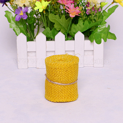 Rouleaux de lin en dentelle, rubans de jute pour création des crafts, jaune, 60 mm, 2 m / rouleau
