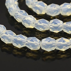 Faceted Drum Opalite Glass Beads Strands, Floral White, 6x6x6mm, Hole: 1mm, about 71pcs/strand, 16.5inch