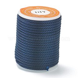 Cordones trenzados de poliéster, para hacer joyas, azul de Prusia, 1.5mm, alrededor de 4.37 yarda (4 m) / rollo