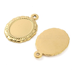 304 Stainless Steel Pendant Cabochon Settings, Oval, Real 18K Gold Plated, Tray: 16x12.5mm, 27x18x2mm, Hole: 1.6mm