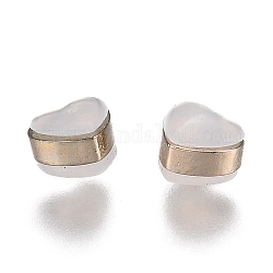 Herz Silikon Ohrmuttern, Sichern Sie weiche Ohrringrücken, mit Messing-Zubehör, Licht Gold, 6x6.2x5 mm, Bohrung: 1 mm