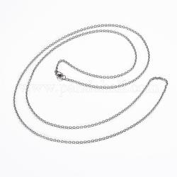 304 Edelstahl Kabelkette Halsketten, mit Karabiner verschlüsse, Edelstahl Farbe, 29.92 Zoll (76 cm), 2 mm