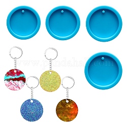Moules porte-clés de forme ronde plate moules en silicone, pour la résine UV, fabrication de bijoux en résine époxy, bleu profond du ciel, 62mm, diamètre intérieur: 50 mm