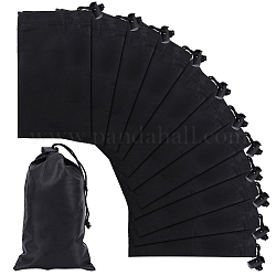 Nbeads 12 pcs sacs à cordon en polyester, 7.8x4.7 sacs en nylon noir, sacs de rangement à cordon avec bascule, sacs cadeaux, pochettes à bijoux pour le sport, la maison, les voyages, le stockage de bonbons