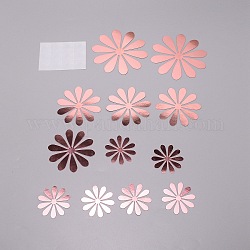 PVC Flower Wall Stickers, with Glue Stickers, for Home Decoration, Pink, 6~12x0.2mm and 101x72mm