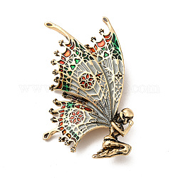 Spilla smaltata farfalla colorata sirena, spilla in lega da donna, oro antico, 54x33x5mm, ago :1mm