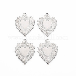 201 Stainless Steel Pendants, Heart, Stainless Steel Color, 30x23x1.5mm, Hole: 1.6mm