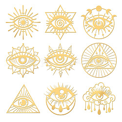 Nickel Decoration Stickers, Metal Resin Filler, Epoxy Resin & UV Resin Craft Filling Material, Eye Pattern, 40x40mm, 9 style, 1pc/style, 9pcs/set