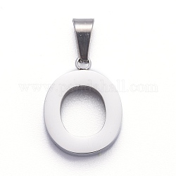 304 Stainless Steel Letter Pendants, Manual Polishing, Alphabet, Stainless Steel Color, Stainless Steel Color, 18.5x14.5x3.5mm, Hole: 7x3.5mm