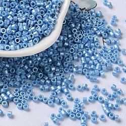 Baking Paint Glass Seed Beads, Cylinder, Steel Blue, 2.5x2mm, Hole: 1.4mm, about 45359pcs/pound