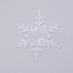 Acrylic Transparent Pendants, Snowflake, for Christmas, Clear, 95x78x5mm, Hole: 2.5mm