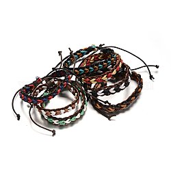 Регулируемые плетеные браслеты кожаный шнур, шнурами, разноцветные, 57 мм, 13x8 мм