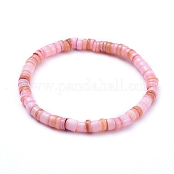 Bracelets de perles extensibles en coquille naturelle, teinte, pépites, rose, diamètre intérieur: 2-1/8 pouce (5.3 cm)
