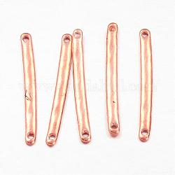 Tibetan Style Alloy Bar Links connectors, for Jewelry Design, Cadmium Free & Nickel Free & Lead Free, Strip, Rose Gold, 3x33x1mm, Hole: 1mm