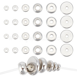 Arricraft 180 pièces 6 styles 202 ensembles de perles d'espacement en acier inoxydable, disque & rondelle, couleur inoxydable, 4~10x1.5~4mm, Trou: 1.2mm, 30 pièces / style