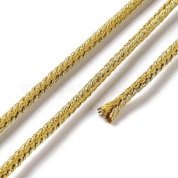 Cordon tressé en polyester bicolore de 14 m, ronde, verge d'or, 2.5mm, environ 15.31 yards (14 m)/rouleau