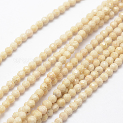 Natürlichen fossilen Perlen Stränge, facettiert, Runde, 4 mm, Bohrung: 1 mm, ca. 116 Stk. / Strang, 15.5 Zoll