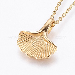 304 Stainless Steel Pendant  Necklaces, Ginkgo Leaf, Golden, 18.03 inch(45.8cm), 1.5mm