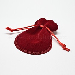 Velvet Bags Drawstring Jewelry Pouches, for Party Wedding Birthday Candy Pouches, FireBrick, 10x8cm