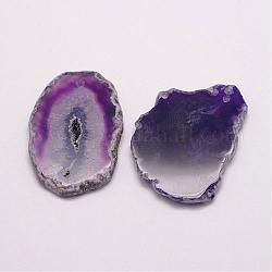Colgantes de ágata natural, teñido y climatizada, pepitas, púrpura, 47~71x28~44x4~6mm, agujero: 2 mm