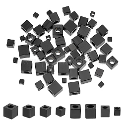UNICRAFTALE About 60Pcs 4 Style 2.5~6mm Long Cube Beads Stainless Steel Beads Electrophoresis Black Spacer Beads Metal Plug Finding Beads for Bracelet Jewelry Making Hole 1.7~3mm