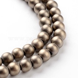 Chapelets de perles en hématite synthétique sans magnétiques, mat, ronde, antique bronze plaqué, 3mm, Trou: 0.5mm, Environ 130 pcs/chapelet, 16 pouce