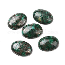 Cabochons de malachite naturelles, à la chalcopyrite, ovale, 30x22x6~6.5mm
