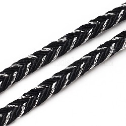 Trenzados hilos de tela cordones para la toma de pulsera, negro, 6mm, Aproximadamente 50 yardas / rollo (150 pies / rollo)