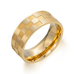 Палец кольца из нержавеющей стали, прямоугольник, золотые, размер США 9 (18.9 мм)