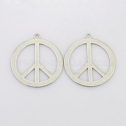 Tibetan Style Alloy Pendants, Peace Sign, Lead Free and Cadmium Free, Antique Silver, 40x1mm, Hole: 3mm