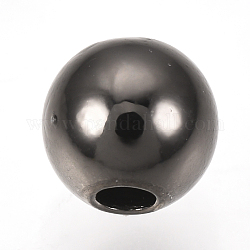 Messing Perlen, Runde, Metallgrau, 8 mm, Bohrung: 1.6~1.8 mm